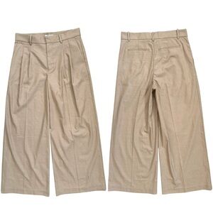 Madewell Harlow Super Wide Leg Trousers Pleated Light Beige Tan Workwear Size 4